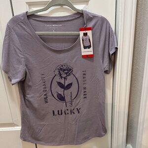 Lucky Brand Lavender Graphic Scoop Neck Tee- Women’s size medium. NWT